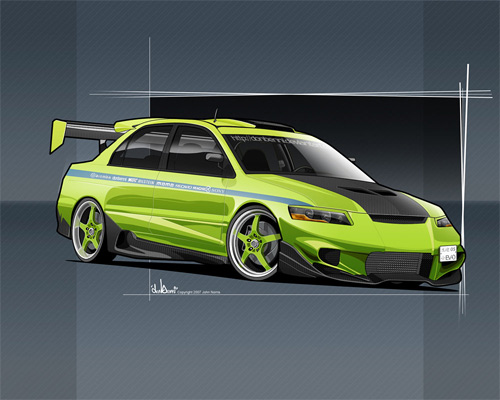 Green mitsubishi cars vexels vectors illustrations