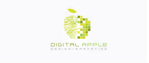 Green digital apple logo