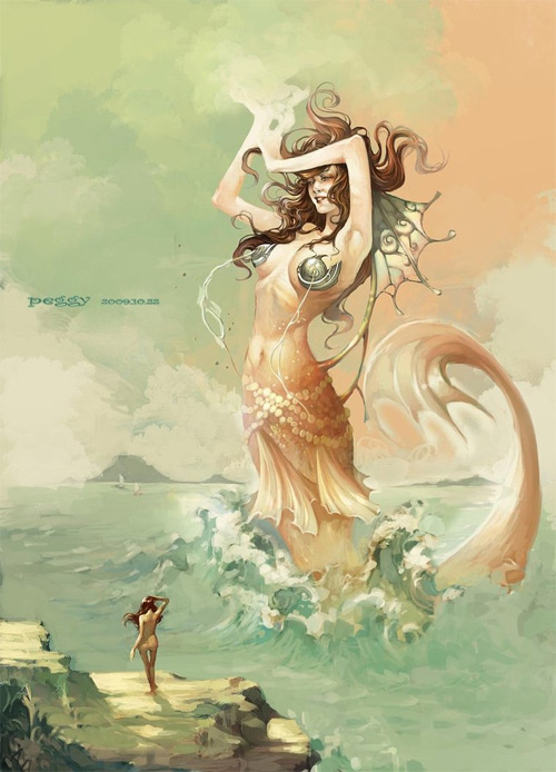 Giant mermaid illustrations artworks