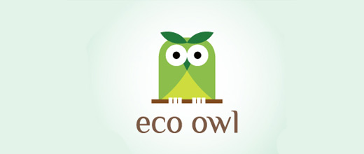 Green eco owl logos