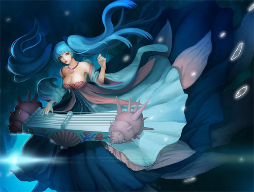 Blue mermaid illustrations artworks