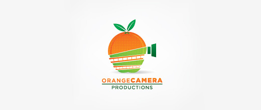 Camera film production orange logo design