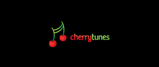 Music note tune cherry logo designs