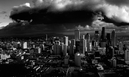 Monochromatic black white free high resolution skyscraper wallpaper