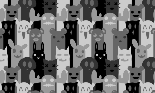 Black and white gray free animal repeat seamless pattern