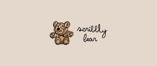 Scribble brown teddy bear logo