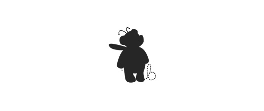 Black bee wings teddy bear logo