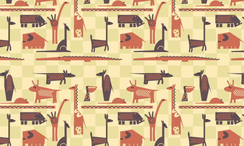 Green free animal repeat seamless pattern