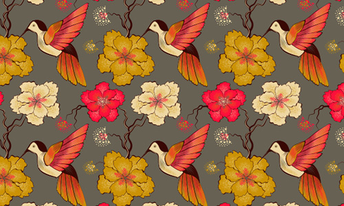 Hummingbird free animal repeat seamless pattern