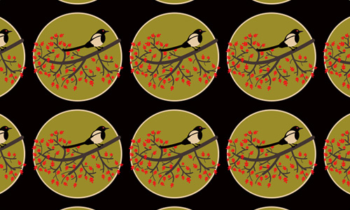 Bird circle free animal repeat seamless pattern