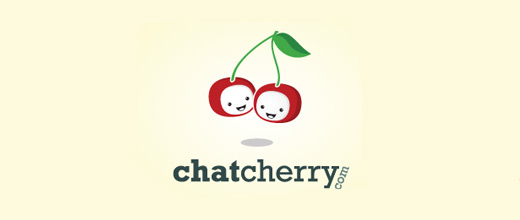 Chat face cherry logo designs