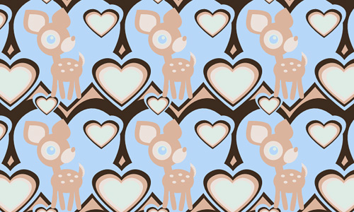 Deer heart free animal repeat seamless pattern