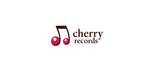 Music note record cherry logo designs