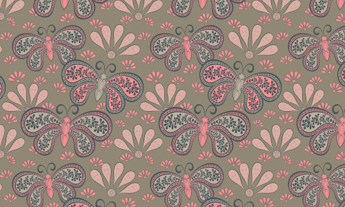 Pink butterfly free animal repeat seamless pattern