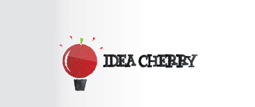 Bulb idea cherry logo designs