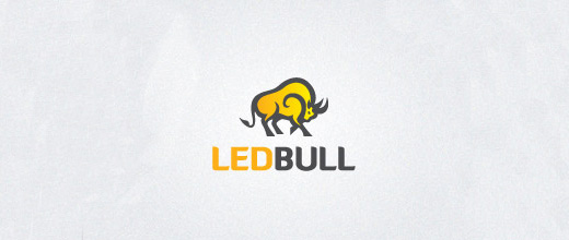 Light energy yellow bull logo designs
