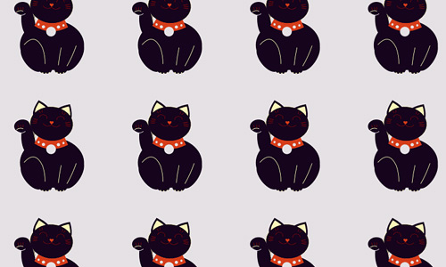 Black cat free animal repeat seamless pattern