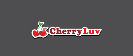 Heart love cherry logo designs