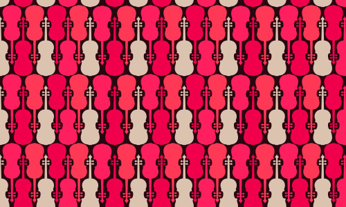 Red violin free musical repeat seamless pattern