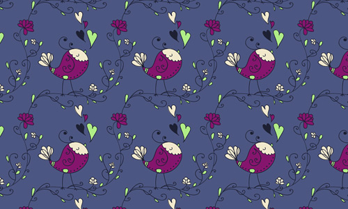 Bird heart free animal repeat seamless pattern