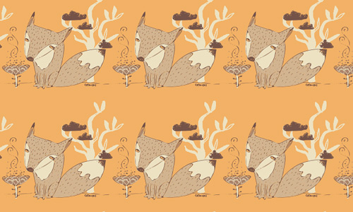 Orange fox free animal repeat seamless pattern