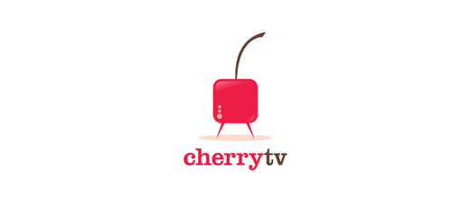 Television tv square cherry logo designs