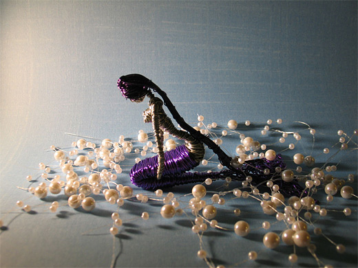 Mermaid violet wire sculpture