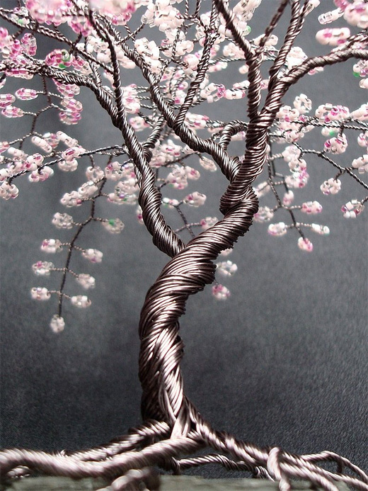 Cherry blossom tree wire sculpture