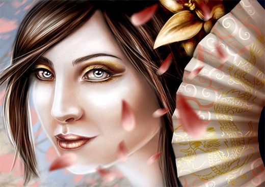 Beautiful face geisha artwork illustration