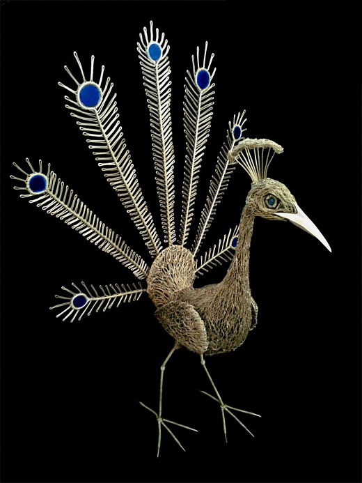 Peacock wire sculpture