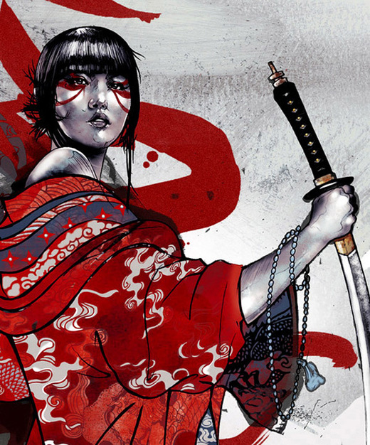 Samurai geisha artwork illustration