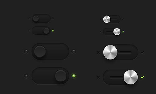 Dark essential switches & toggles PSD