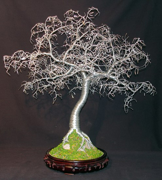 Silver tree wire sculpture