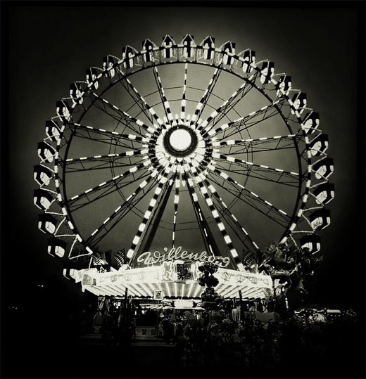 Black and white ferris wheel photography