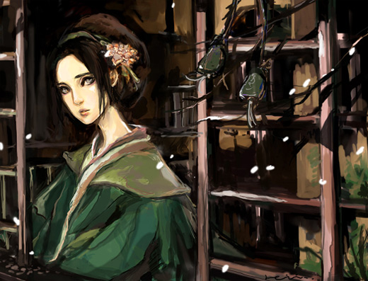 Mature woman scenery toph avatar artwork illustrations