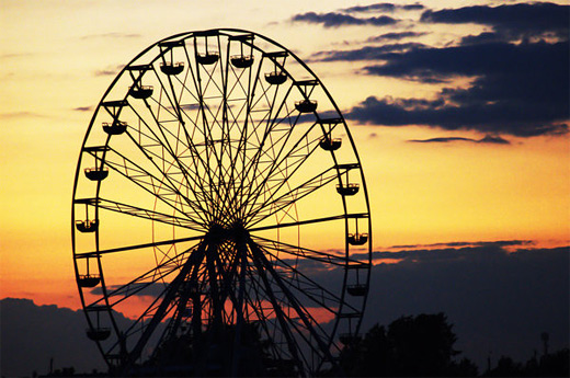 Sunset ferris wheel photography