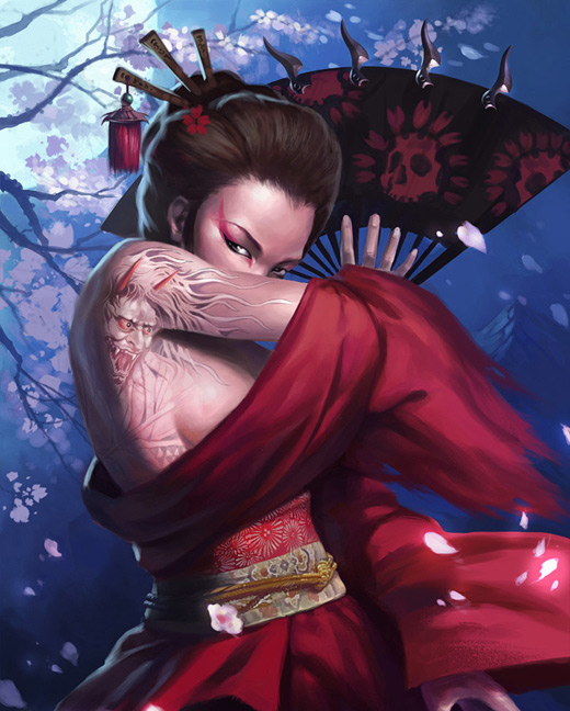 Sexy geisha artwork illustration