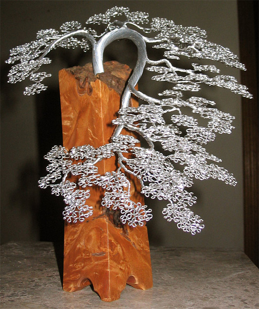 Silver bonsai wire sculpture