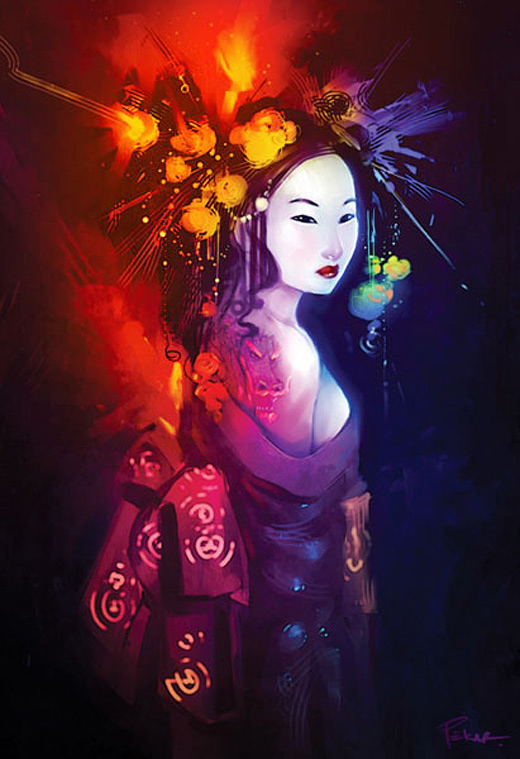 Airbursh air brush geisha artwork illustration