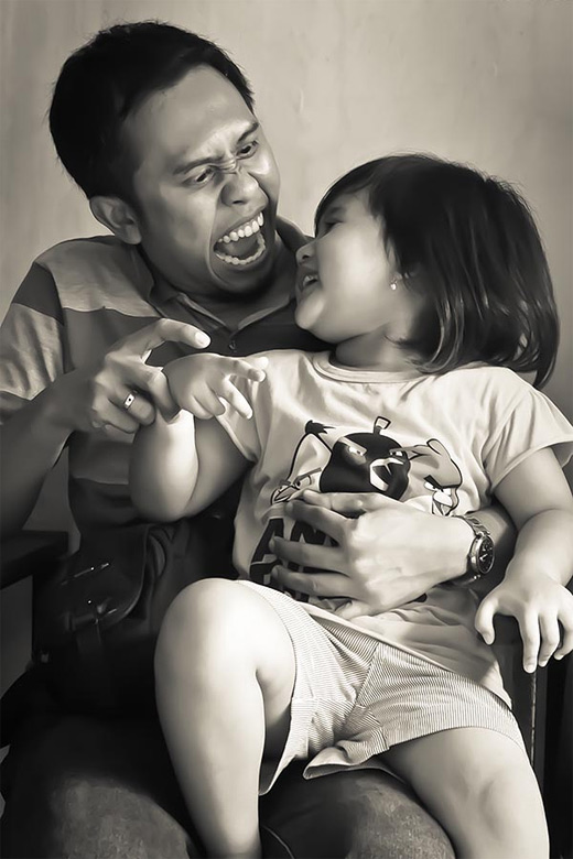 Funny father child son daughter photography