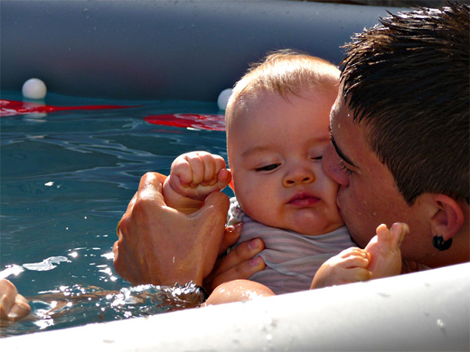 Pool father child son daughter photography