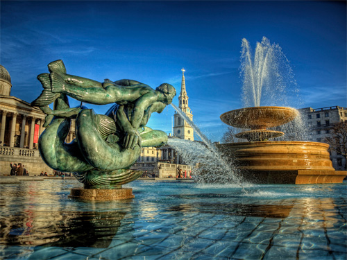 Fountains in Trafalgar Sqaure