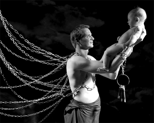 Chained father child son daughter photography