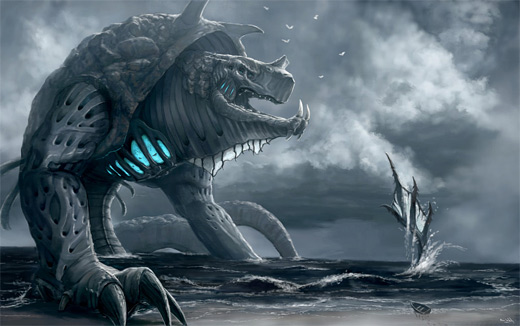 Snake monster water colossus rift video game