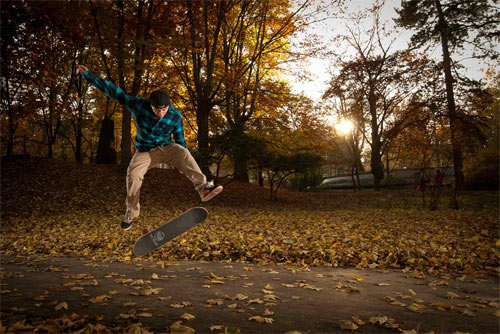 Autumn skateboarding