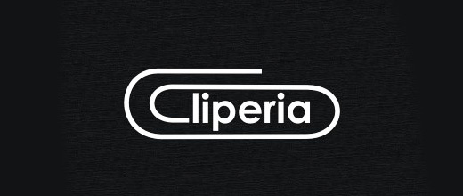 Creative typography paper clip logo design collection