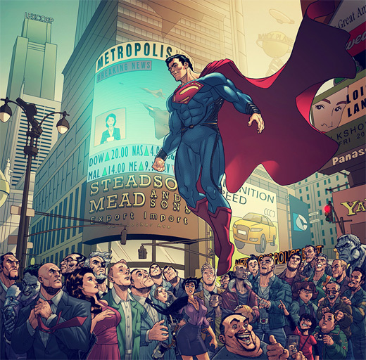 Punching superman man of steel fan art illustration artworks