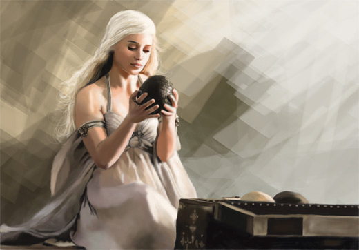 Daenerys white hair game of thrones illustration artworks