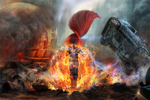 Destruction chaos superman man of steel fan art illustration artworks