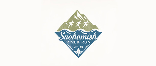 Vintage run mountain logo design collection